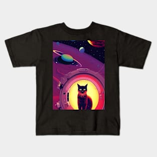 Cat On Space Comic Artwork Style Kids T-Shirt